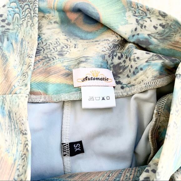 AUTOMATIC Peacock Print Leggings Green & Gold High Waist Tights size XS - Picture 9 of 9